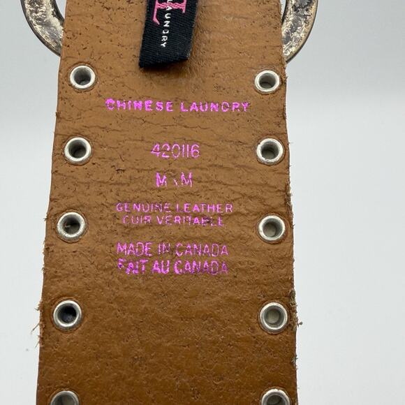 Chinese Laundry Women’s Leather Studded Tooled Belt 420116 Size M 32”-36” Canada - Picture 10 of 11